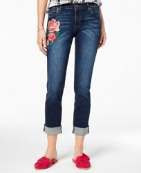 Kut from the Kloth Petite Katy Embroidered Skinny Ankle Jeans