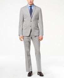 Kenneth Cole Reaction Men's Techni-Cole Light Gray Tonal Check Slim-Fit Suit