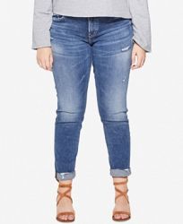 Silver Jeans Co. Plus Size Sam Distressed Boyfriend-Fit Jeans
