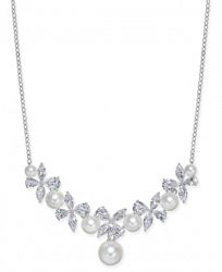 Danori Silver-Tone Imitation Pearl & Crystal Pave Statement Necklace 16" + 2" extender, Created for Macy's