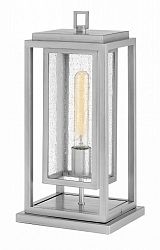 1007SI - Hinkley Lighting - Republic - One Light Outdoor Pier Mount Satin Nickel Finish with Clear Seedy Glass - Republic