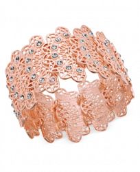 I. n. c. Rose Gold-Tone Crystal Filigree Stretch Bracelet, Created for Macy's