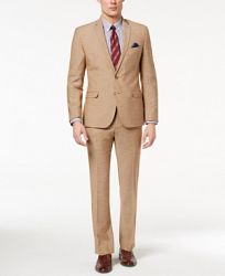 Nick Graham Men's Slim-Fit Stretch Tan Textured Suit