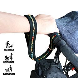 Baby Stroller Safety Wrist Strap with Stroller Hook (Black with multicolored)