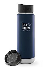 Klean Kanteen 20-Ounce Wide Insulated Stainless Steel Water Bottle with Loop Cap (Deep Sea w/ Extra Cafe Cap)