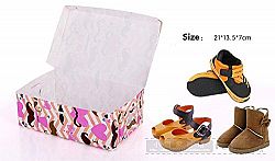 GreenSun(TM) 10pcs/lot Printing Transparent Foldable Plastic Kids Children Shoe Storage Case Boxes Stackable Organizer Holder Easy DIY