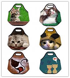 GreenSun(TM) Cute Cat Thermal Insulated Neoprene Lunch Bag for Kids& Women Cute Animal Lunch Bags Tote With Zipper Storage Box Portable Bag