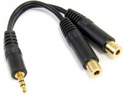 Startech. com 6in Stereo Splitter Cable - 3.5mm Male To 2x 3.5mm Female - Mini-phone Female - Mini-p