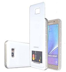 Galaxy Note 5 Credit Card SLIDE Case [Shockproof] [Slide Pocket] [Mirror] Protective Hybrid Case with 3 Card Slot Wallet for Galaxy Note 5 (White)
