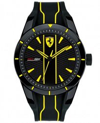 Ferrari Men's Red Rev Black Silicone Strap Watch 44mm