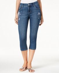 Lee Platinum Petite Embroidered Cropped Stretch Jeans