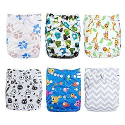 Babygoal Baby Reuseable Pocket Cloth Diaper Nappy 6pcs+ 6 Inserts 6fb07