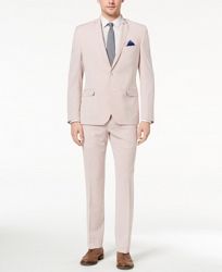 Nick Graham Men's Slim-Fit Stretch Red/White Seersucker Suit