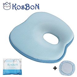 KSB 9 Inches Blue Soft Anti Roll Memory Foam Baby Head Positioner Pillow, Prevent Flat Head For 3 Months- 1 Year Infant (Apple shape)