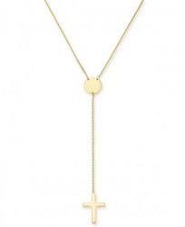 Cross Lariat Necklace in 14k Gold