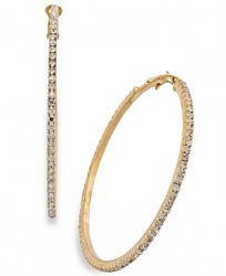 Thalia Sodi Large Crystal Pave Hoop Earrings 2.4"
