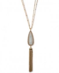 lonna & lilly Gold-Tone Pave, Stone & Chain Tassel 32" Double-Chain Pendant Necklace