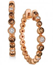 Le Vian Strawberry & Nude Diamond Bezel-Set Hoop Earrings (3/8 ct. t. w. ) in 14k Rose Gold
