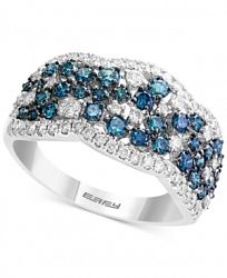 Effy Shades of Bleu Diamond Cluster Band (1-1/5 ct. t. w. ) in 14k White Gold