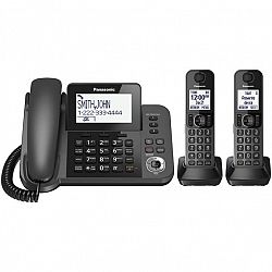 Panasonic DECT 6.0 2-Handset with Corded Answering System - Black - KXTGF352M