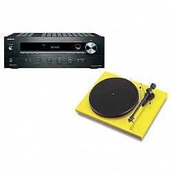Pro-Ject Elemental Turntable - Black/Silver + Onkyo Stereo Receiver -PKG #17390