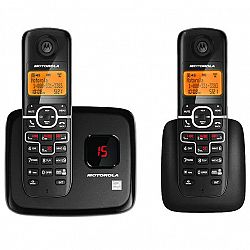 Motorola DECT 6.0 2-Handset Cordless Phone with Answering Machine - Black - L702M