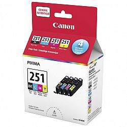 Canon CLI-251 CMYK Value Pack Ink Cartridges - Black/Cyan/Magenta/Yellow - 6513B009