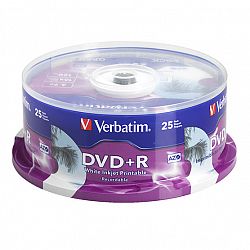 Verbatim DVD+R 4.7GB Blank DVD - 16X - Inkjet Printable - 25 pack