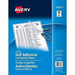 Avery Self Adhesive Laminating Sheets - 10 Pack - 9x12 - 75293