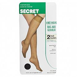 Secret Knee Highs with Reinforced Toe - One Size - 2 pair