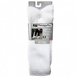 TherapyPlus Men's Diabetic Crew Socks - Shoe Size 7-12 - White - 2 pairs