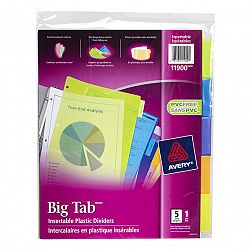 Avery Big Tab Insertable Plastic Dividers - 5-Tab set - 11900