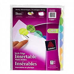 Avery Style Edge Insertable Plastic Dividers - 8-Tab set - 11201