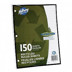 Hilroy Recycled Ruled Filler Paper - 150 sheets