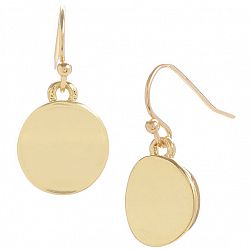 Kenneth Cole Shiny Disk Drop Earrings - Gold Tone