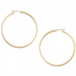 Kenneth Cole Large Shiny Hoop Earrings - Gold Tone