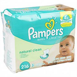 Pampers Wipes Refills - Natural Aloe Unscented - 216's