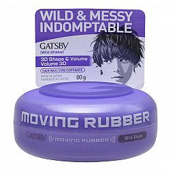 Gatsby Moving Rubber Hair Wax Wild Shake - 3D Shake & Volume - 80g
