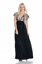 Lilac Clothing Maternity Jill Maxi Dress Black and Tribal Print - M