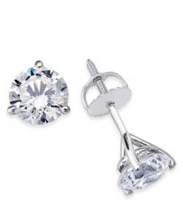 Certified Near Colorless Diamond 3-Prong Stud Earrings (1-1/2 ct. t. w. ) in 18k White Gold
