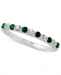 Emerald (1/4 ct. t. w. ) & White Sapphire Ring (1/4 ct. t. w. ) in 14k White Gold