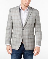 Michael Kors Men's Classic-Fit Gray/Tan Plaid Wool Sport Coat