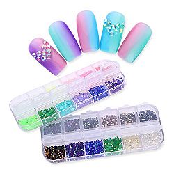 NICOLE DIARY 2 Boxes AB Color Resin Rhinestone Round Jelly Crystal Flat Bottom Colorful Gems Multi-size Micro Diamond 3D Nail Art Glitter Decoration (2 colors)