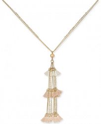 I. n. c. Gold-Tone Bead & Tassel Pendant Necklace, 16" + 3" extender, Created for Macy's