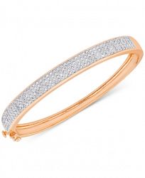 Diamond Pave Hinged Bangle Bracelet (1 ct. t. w. ) in Sterling Silver or 18k Yellow or Rose Gold over Sterling Silver