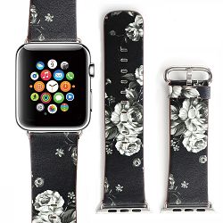 Soft Leather Replacement Band with Flower Design and Metal Clasp for Apple Watch Series 1, 2 - Flower5