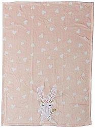 Lambs & Ivy Confetti Heart/Bunny Blanket, Pink/Gold