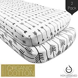 Kaydee Baby Certified Organic Flannel Cotton Fitted Crib Sheets - Set of 2 - Variety of Options Available (Grey Arrows)