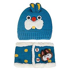 Refaxi 2 piece/ set Hat and Scarf Set Baby Winter Cap Rabbit Knit Beanie Bonnet Hat Hot Blue