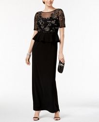 Adrianna Papell Embellished Peplum Gown